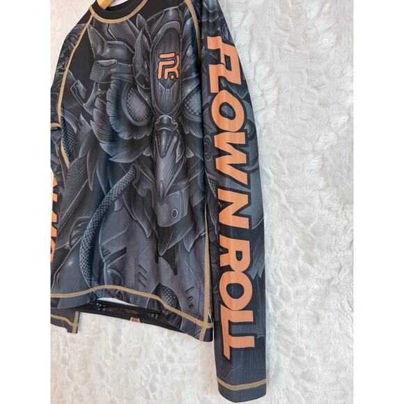 Flow N Roll Jiu Jitsu Training Grappling Long Sleeve Rash-guard Owl Youth Large - Picture 3 of 7